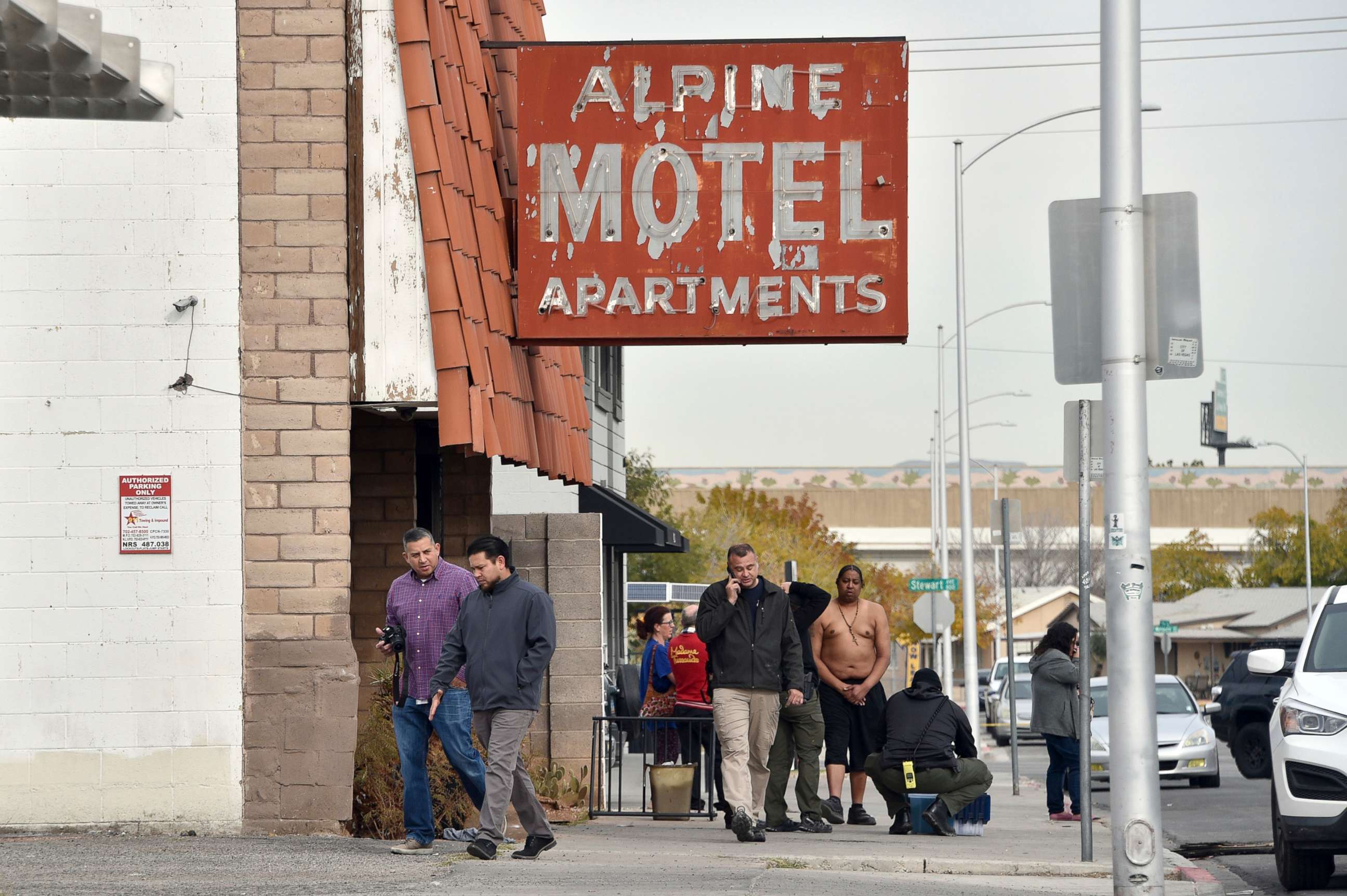 PHOTO: Investigators work the scene of a fire at a three-story apartment complex, Dec. 21, 2019 in Las Vegas.