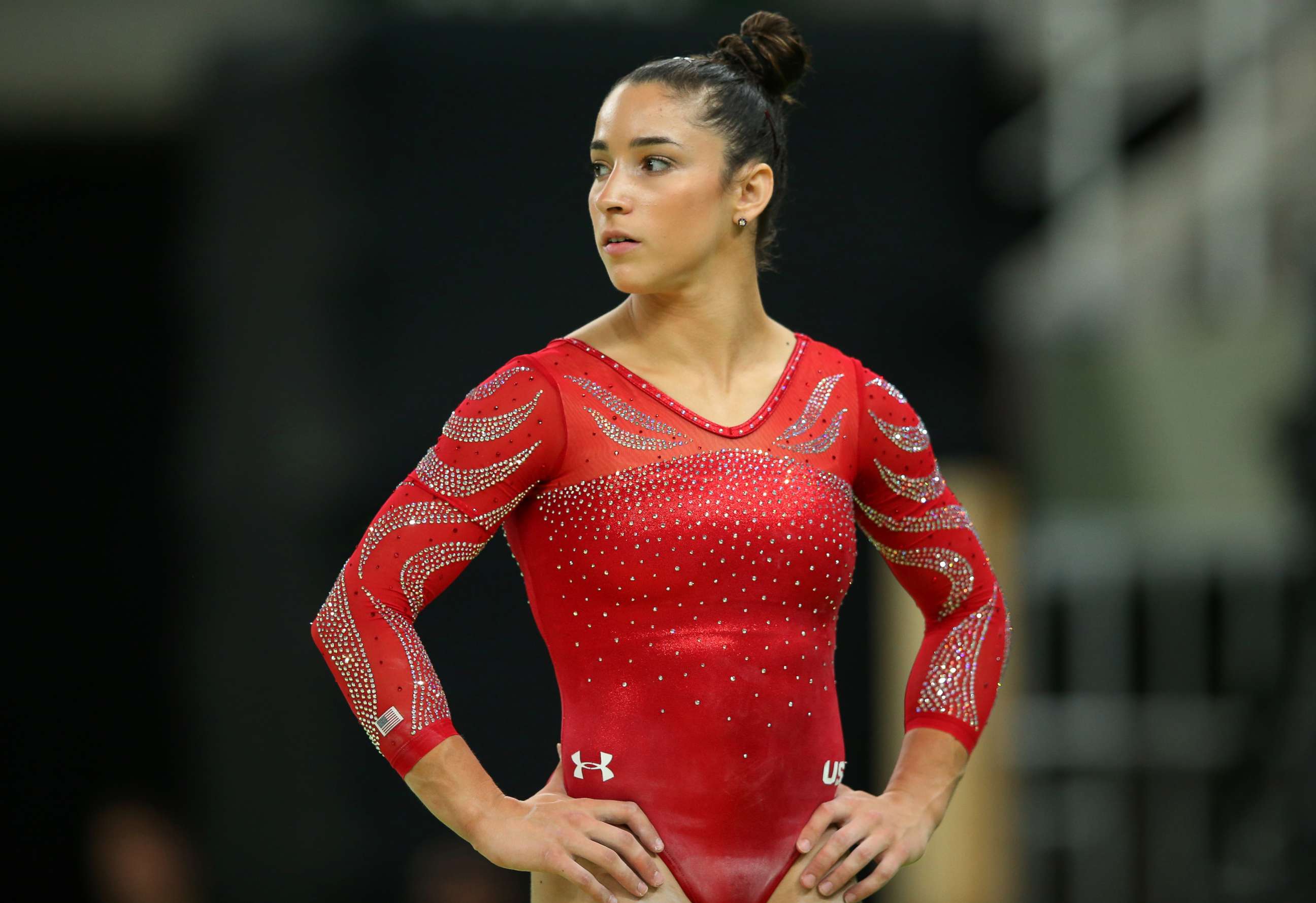 PHOTO: Aly Raisman during an artistic gymnastics training session, Aug. 4, 2016 at the Arena Olimpica do Rio in Rio de Janeiro, Brazil. 