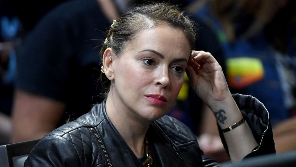 Actress Alyssa Milano attends an event in Las Vegas, Nev., on Oct. 2, 2019.