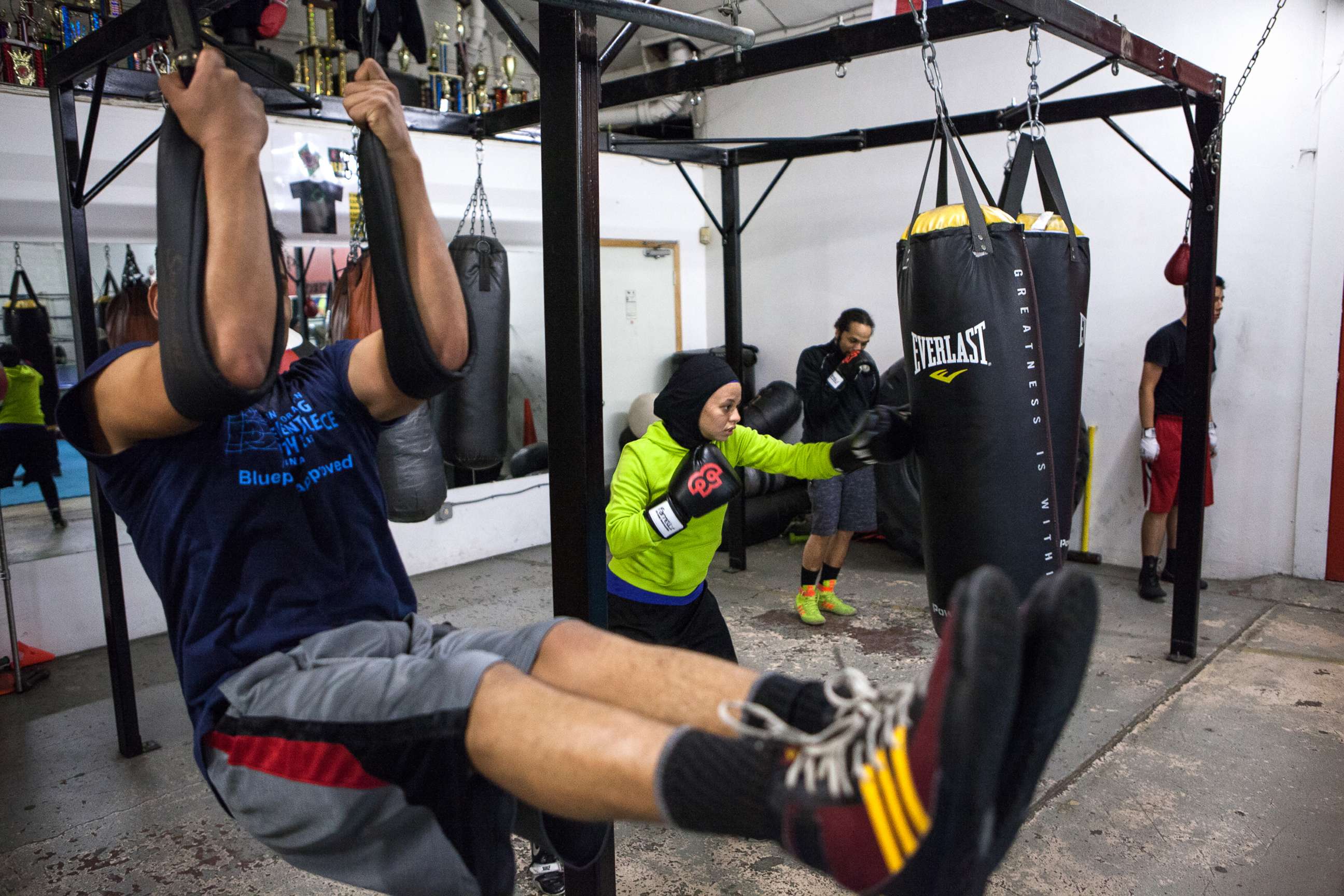 PHOTO: Amaiya Zafar and other boxers train at Circle of Discipline gym.