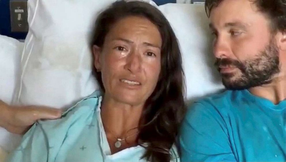 PHOTO: Amanda Eller, a yoga instructor who went missing while hiking in Maui's Makawao Forest Reserve, speaks from her hospital bed at Maui Memorial Medical Center in Hawaii, May 25, 2019, after she was rescued.