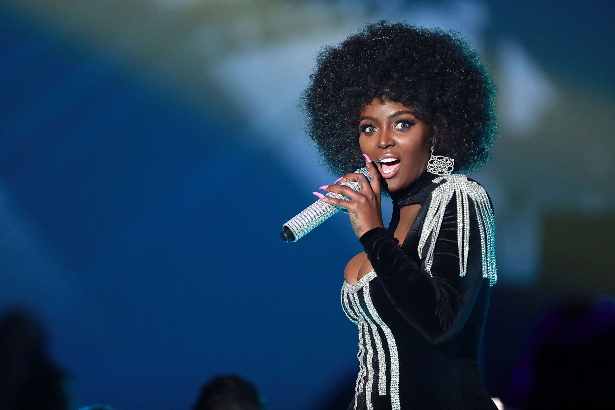 PHOTO: Amara La Negra performs onstage in Los Angeles, Nov. 4, 2018.