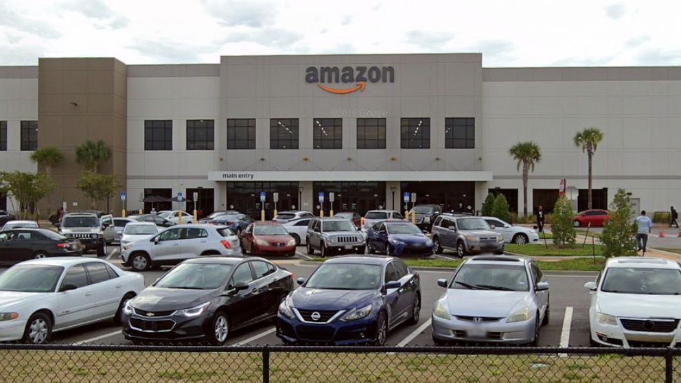 PHOTO: Cars sit outside an Amazon Fulfillment Center in Jacksonville, Fla., in a Google Maps Street View captured in October 2019.