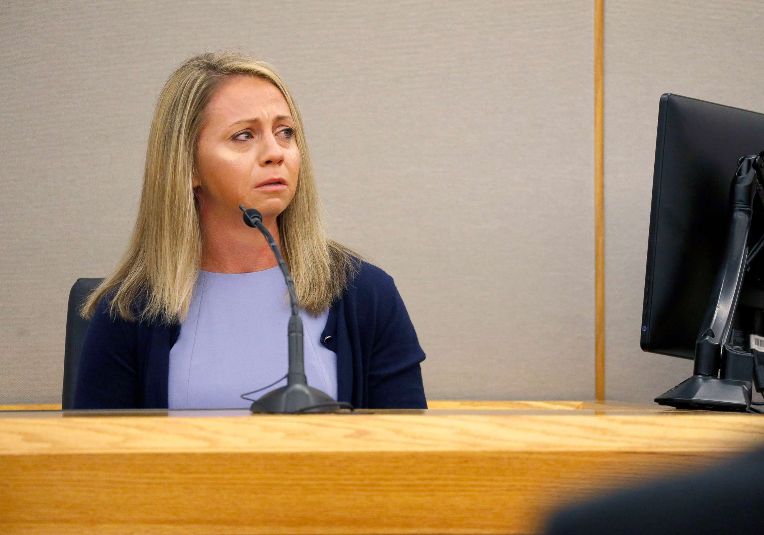 PHOTO: Fired Dallas police officer Amber Guyger becomes emotional as she testifies in her murder trial, Sept. 27, 2019, in Dallas.