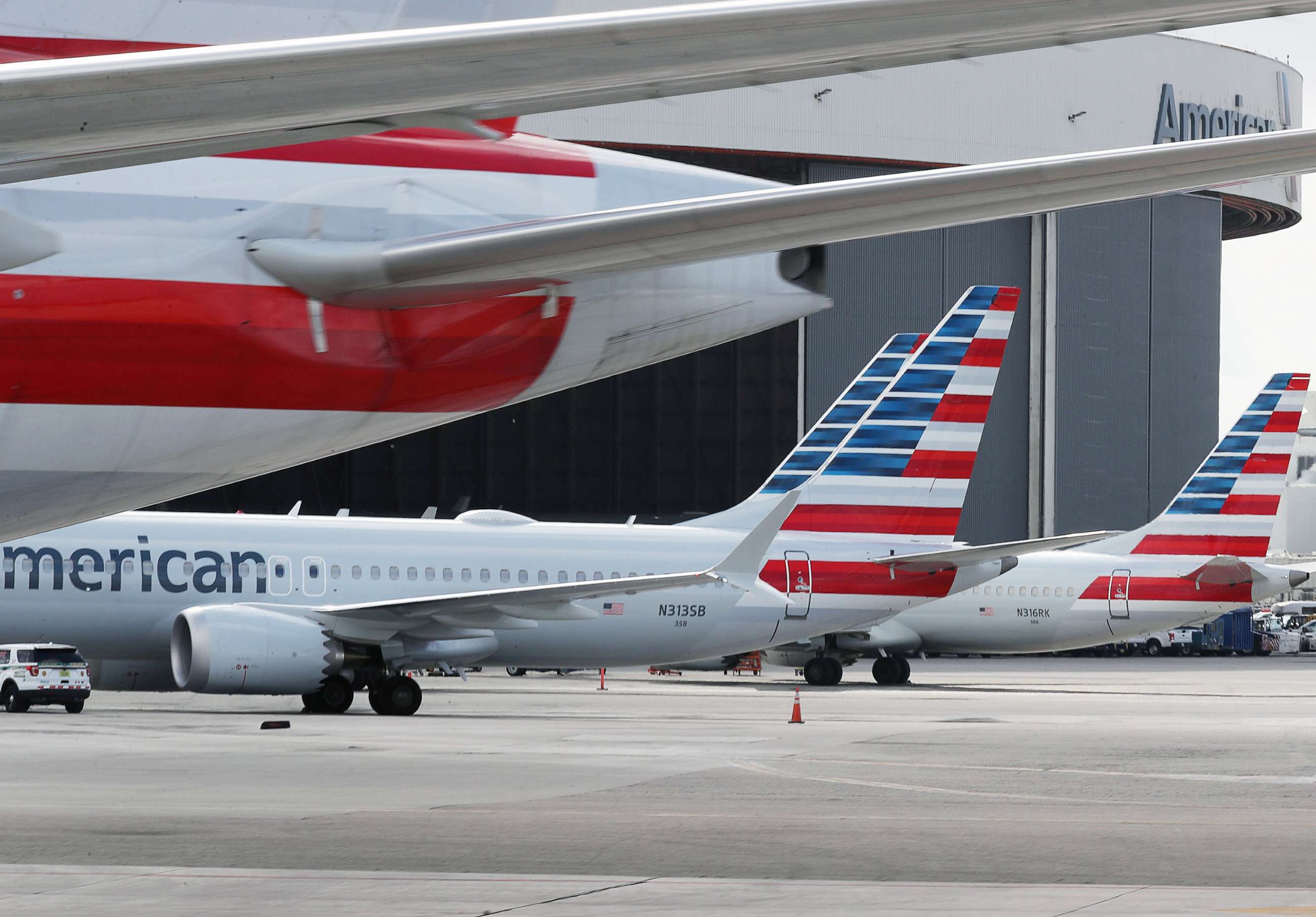 PHOTO: Grounded American Airlines Boeing 737 Max 8 are seen parked at Miami International Airport in this March 14, 2019 file photo in Miami.