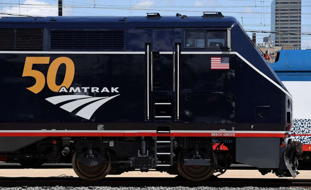 PHOTO: Train's are seen at an event marking Amtrak's 50th Anniversary at the William H. Gray III 30th Street Station in Philadelphia, April 30, 2021.
