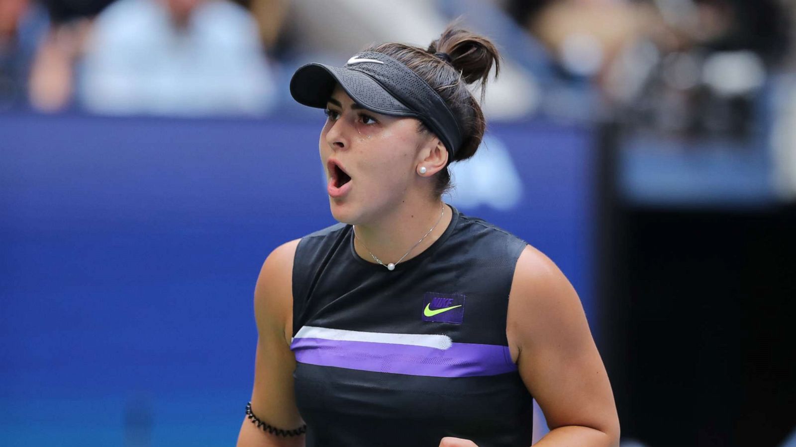 PHOTO: Bianca Andreescu of Canada reacts during her Women's Singles final match against against Serena Williams of the United States on day thirteen of the 2019 US Open at the USTA Billie Jean King National Tennis Center on September 07, 2019.