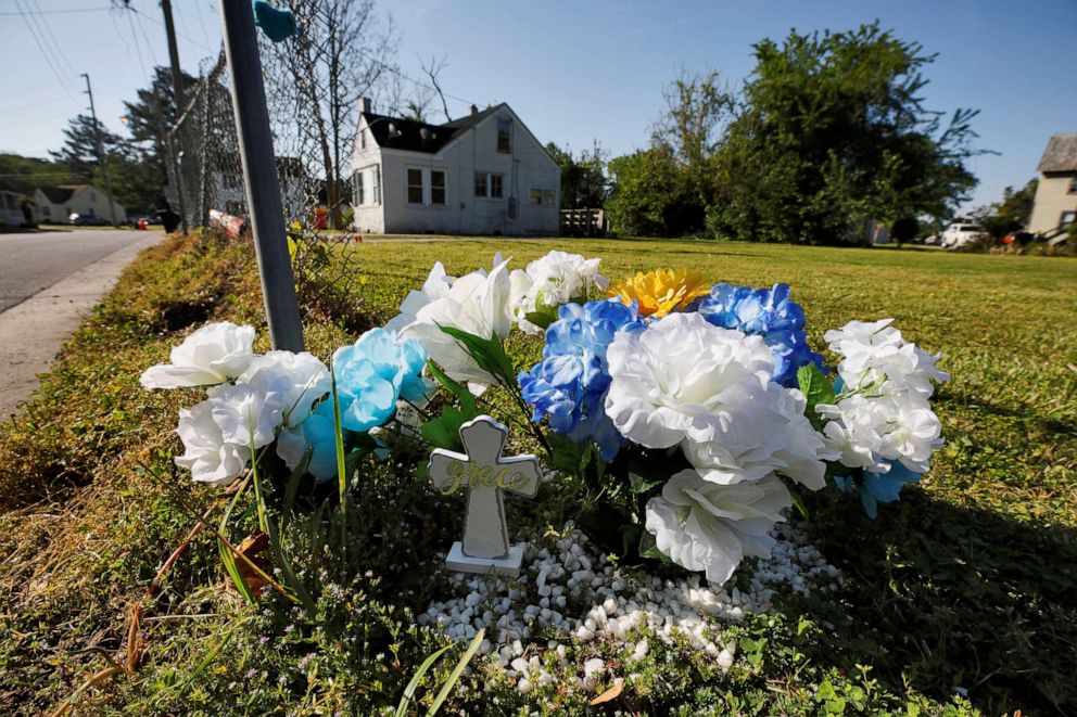 PHOTO: A makeshift memorial sits near where Andrew Brown Jr. was killed by sheriffs last week, as family members demand more camera footage of the shooting in Elizabeth City, North Carolina, April 27, 2021.