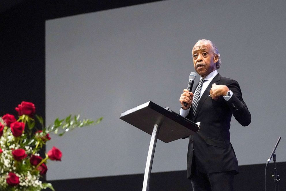 PHOTO: Rev. Al Sharpton speaks during the funeral for Andrew Brown Jr., May 3, 2021 at Fountain of Life Church in Elizabeth City, N.C.  