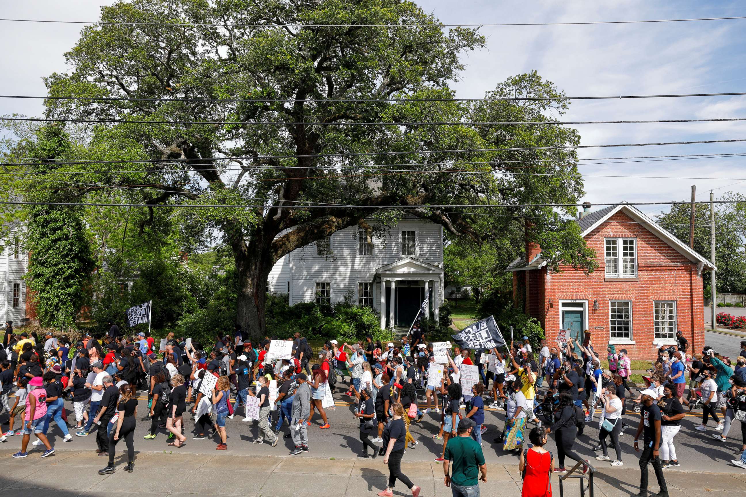 PHOTO: In this  May 2, 2021 file photo protesters march through the streets eleven days after sheriff's deputies killed Andrew Brown Jr. in Elizabeth City, N.C.