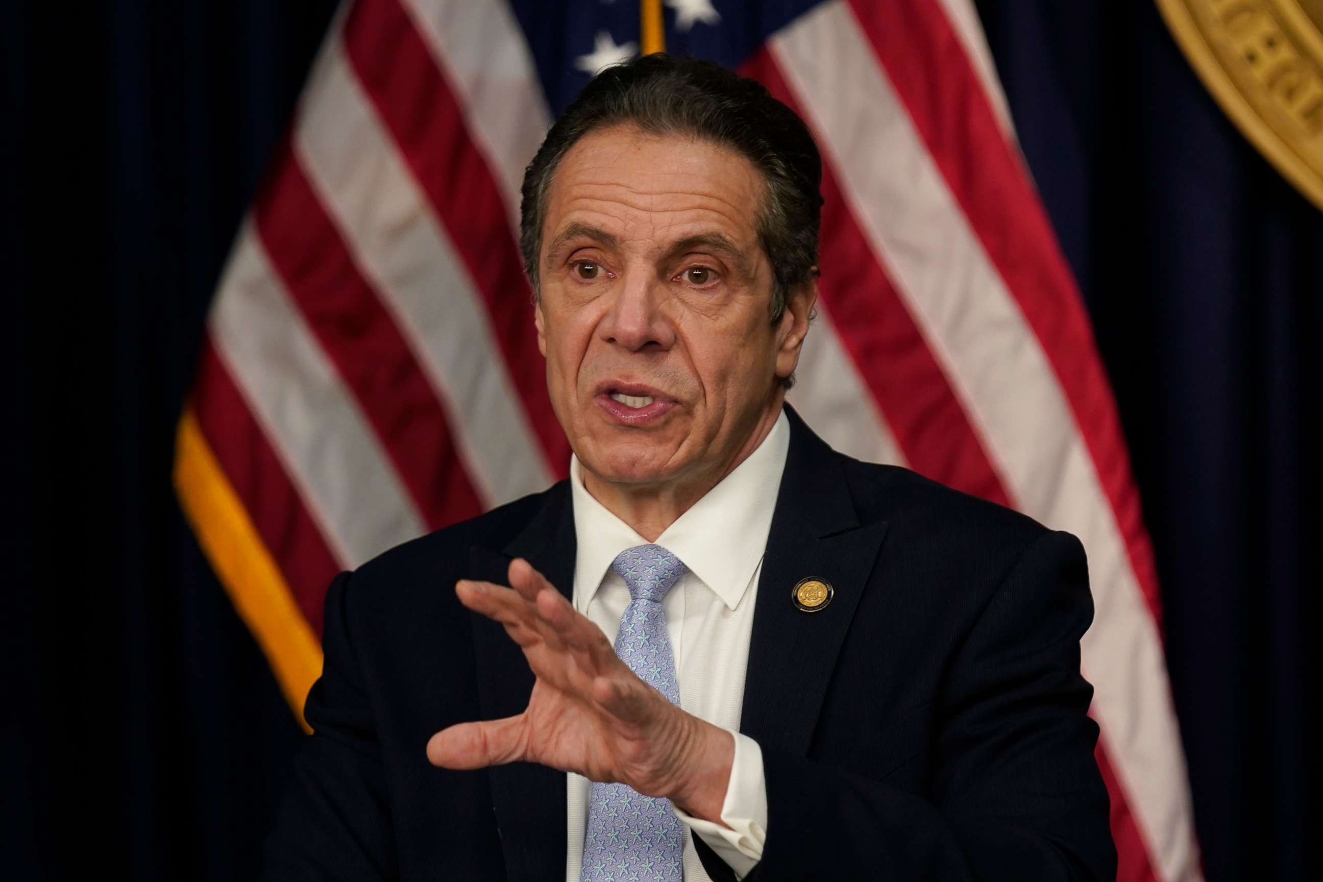 PHOTO: New York Governor Andrew Cuomo speaks in New York, March 18, 2021.