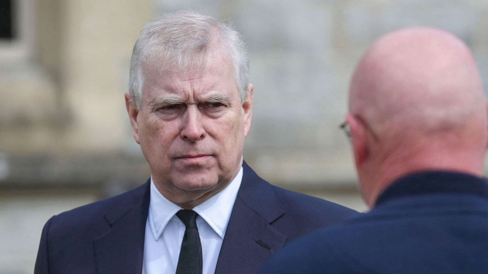 PHOTO: Prince Andrew, Duke of York attends the Sunday service at the Royal Chapel of All Saints in Windsor, England, April 11, 2021.