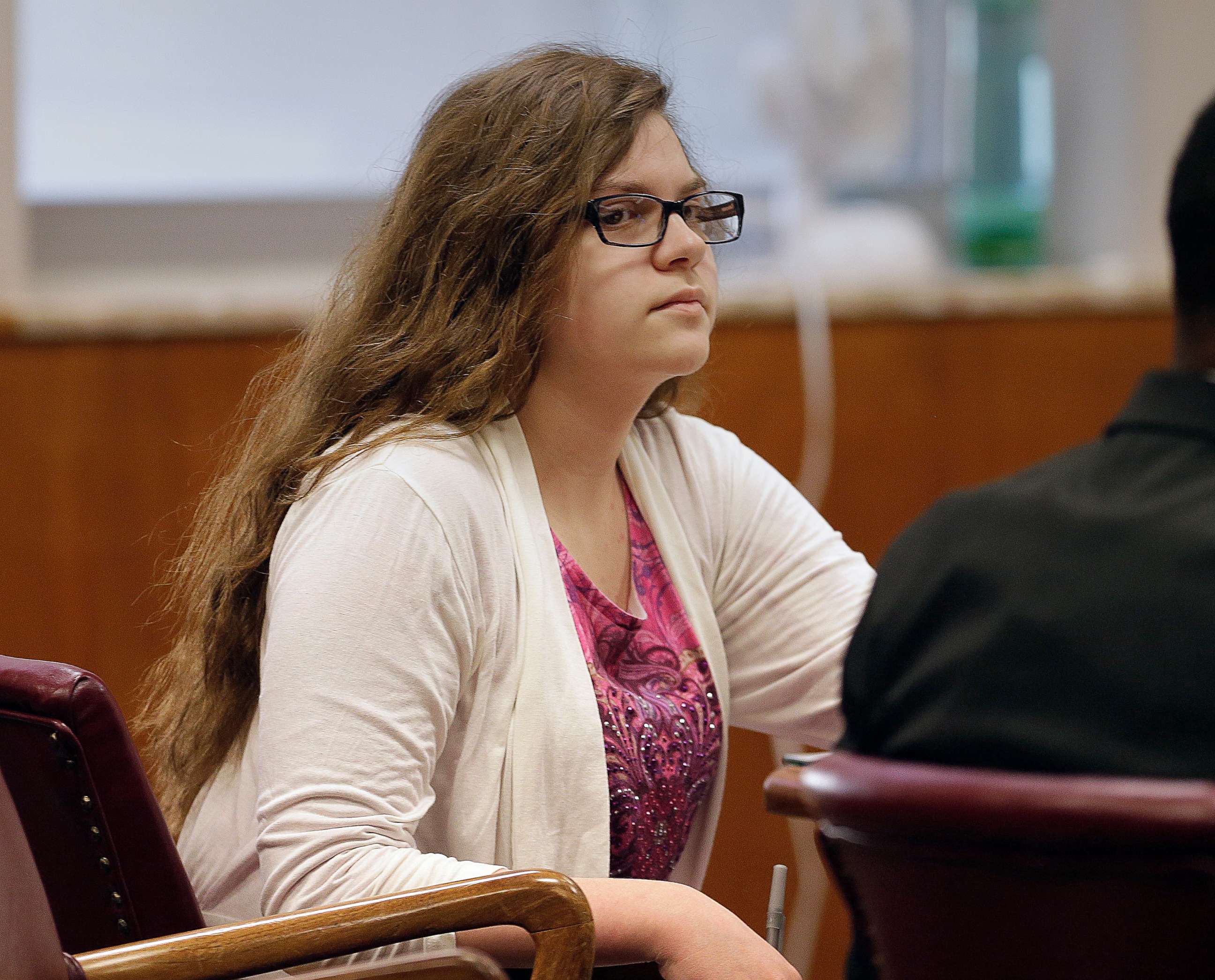 PHOTO: Anissa Weier, listens as former teachers testify during her trial in Waukesha County Court, in Waukesha, Wis., Sept. 13, 2017.