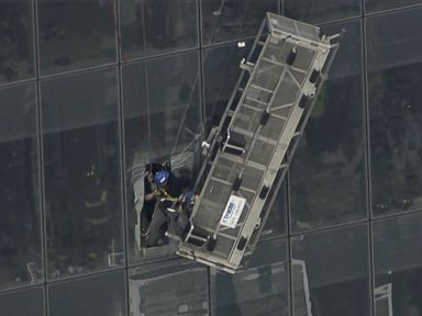 VIDEO: The scaffold contained two workers who were trapped around the 68th floor.