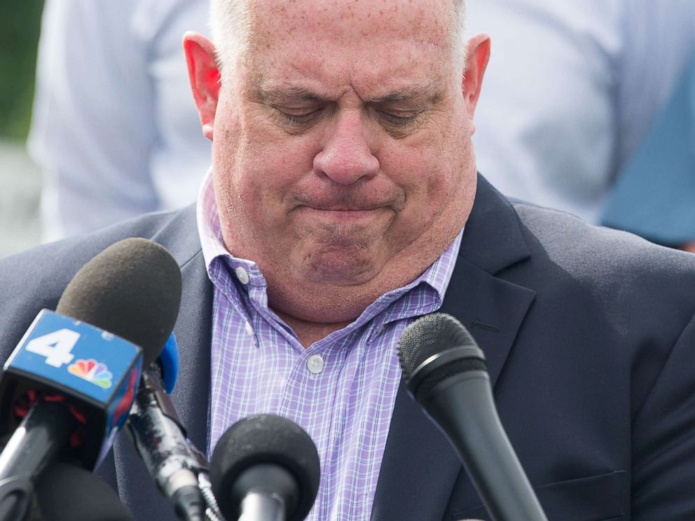 PHOTO: Maryland Governor Larry Hogan speaks during a press conference following a shooting in Annapolis, Md., June 28, 2018.