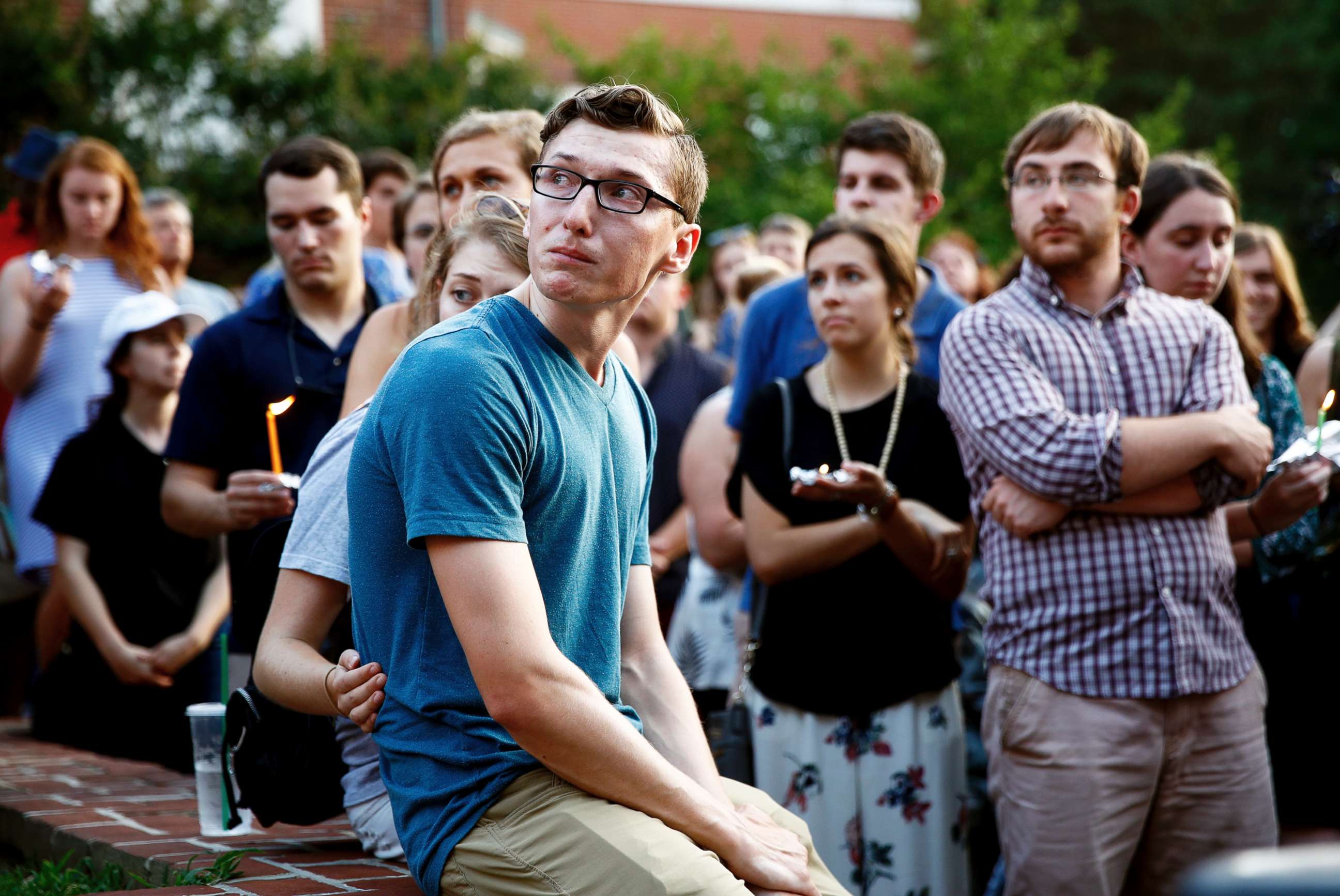 PHOTO: People gather for a vigil in response to a shooting in the Capital Gazette newsroom on June 29, 2018, in Annapolis, Md.