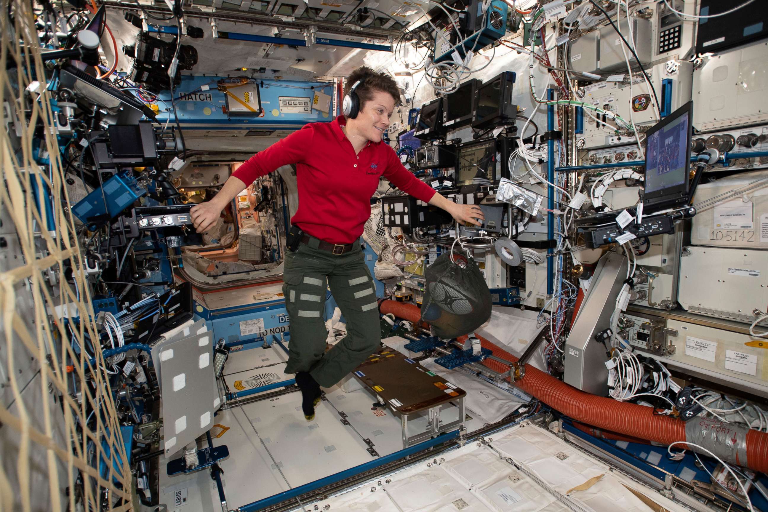 PHOTO: In this Jan. 18, 2019 photo made available by NASA, Flight Engineer Anne McClain looks at a laptop computer screen inside the U.S. Destiny laboratory module of the International Space Station.