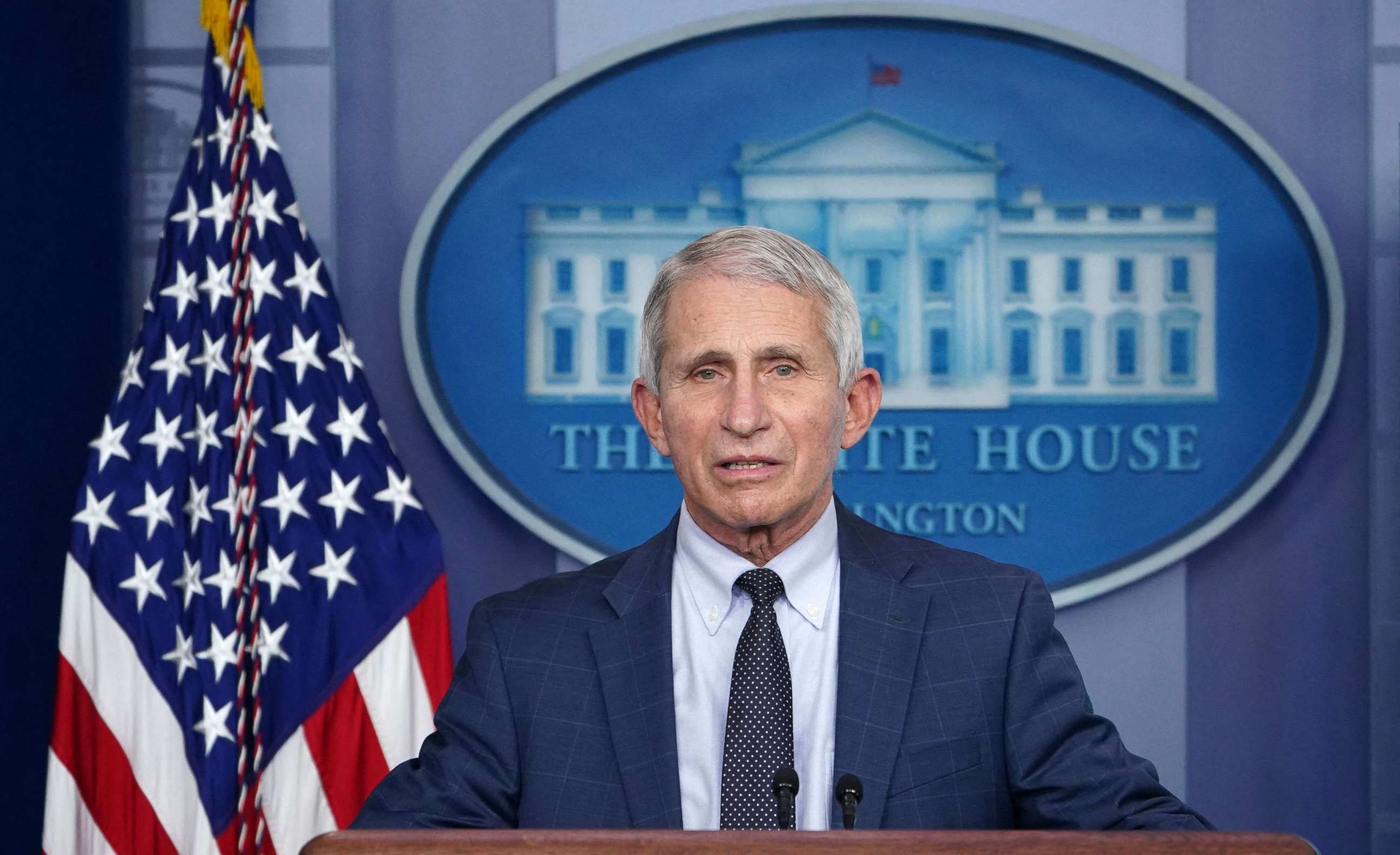 PHOTO: Chief Medical Advisor to the president Dr. Anthony Fauci speaks during the daily briefing in the Brady Briefing Room of the White House, Dec. 1, 2021, in Washington, DC.