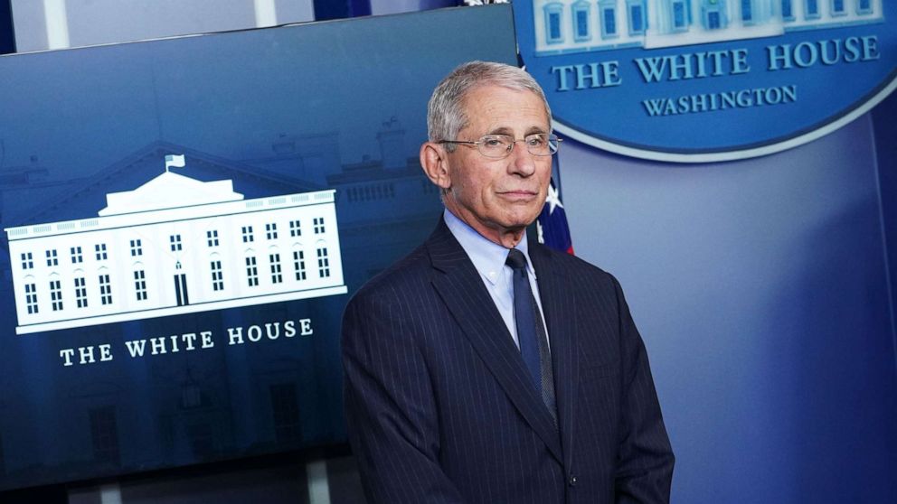 PHOTO: Director of the National Institute of Allergy and Infectious Diseases Dr. Anthony Fauci takes part in the daily briefing on the novel coronavirus, COVID-19, in the Brady Briefing Room at the White House on April 1, 2020, in Washington.