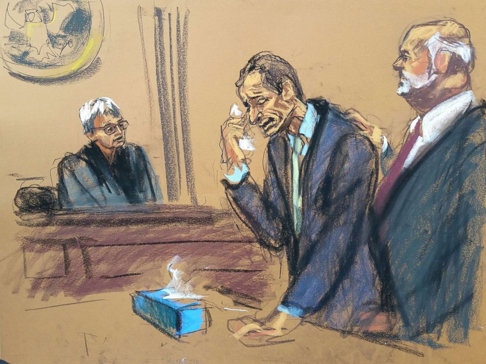 PHOTO: Anthony Weiner is depicted in this court sketch from his sentencing hearing on Sept. 9, 2017, in New York.