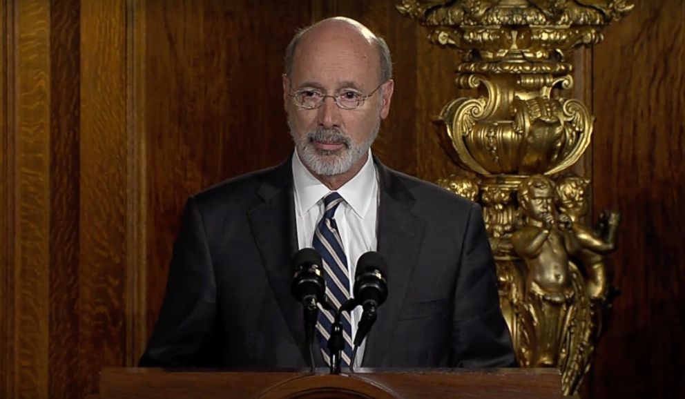 PHOTO: Pennsylvania's Governor Tom Wolf speaks before signing an anti-hazing law.