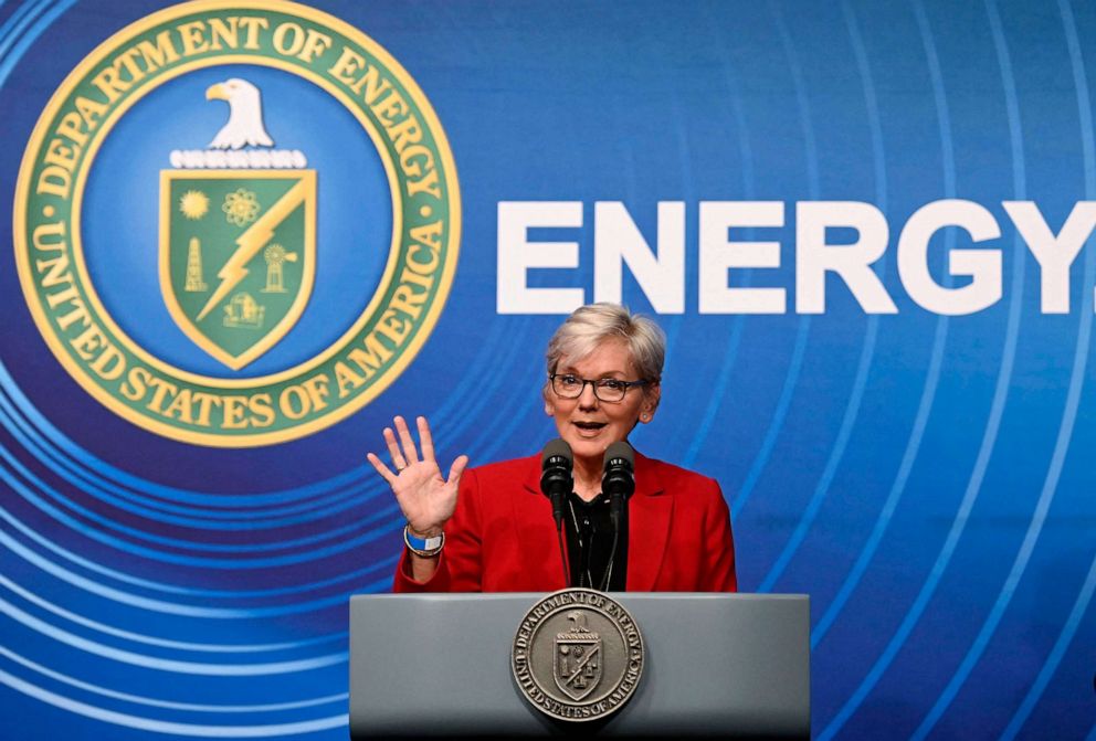 PHOTO: US Energey Secretary Jennifer Granholm announces a major scientific breakthrough from researchers at Nuclear Security and National Nuclear Security Administrations Lawrence Livermore National Laboratory in Washington, DC, Dec. 13, 2022.