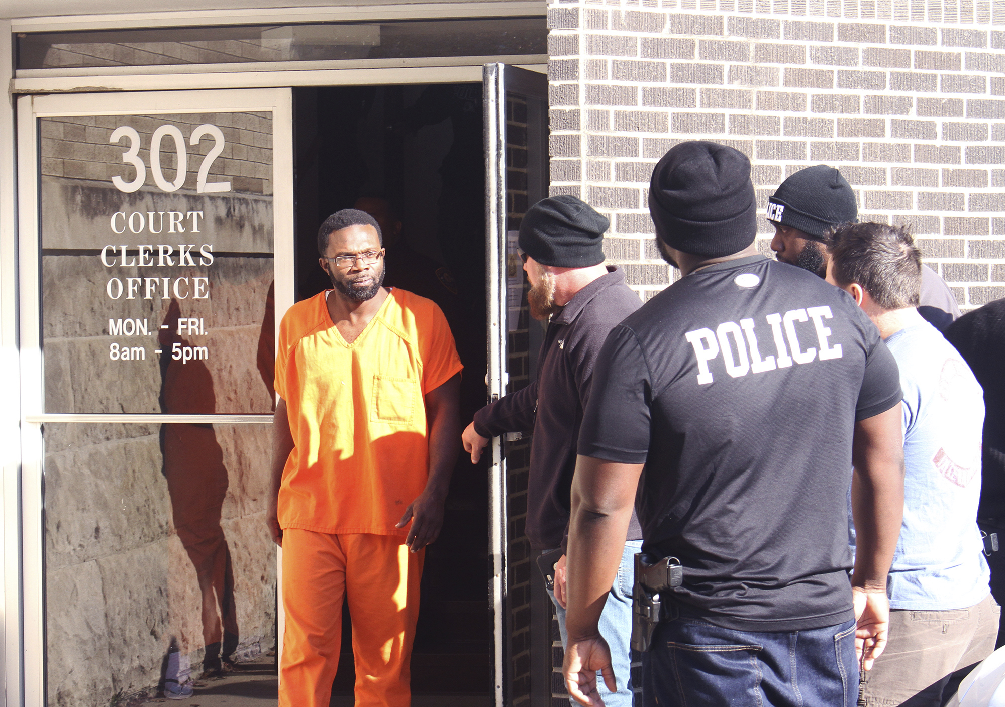 PHOTO: Accused arsonist Andrew McClinton is led from the Greenville Municipal Courthouse under heavy security following his arraignment, Dec. 22, 2016 in Greenville, Miss.