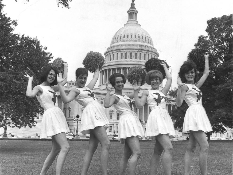 PHOTO: Democrat Cheerleaders show their spirit before the Congressional Baseball Game, July 1966.