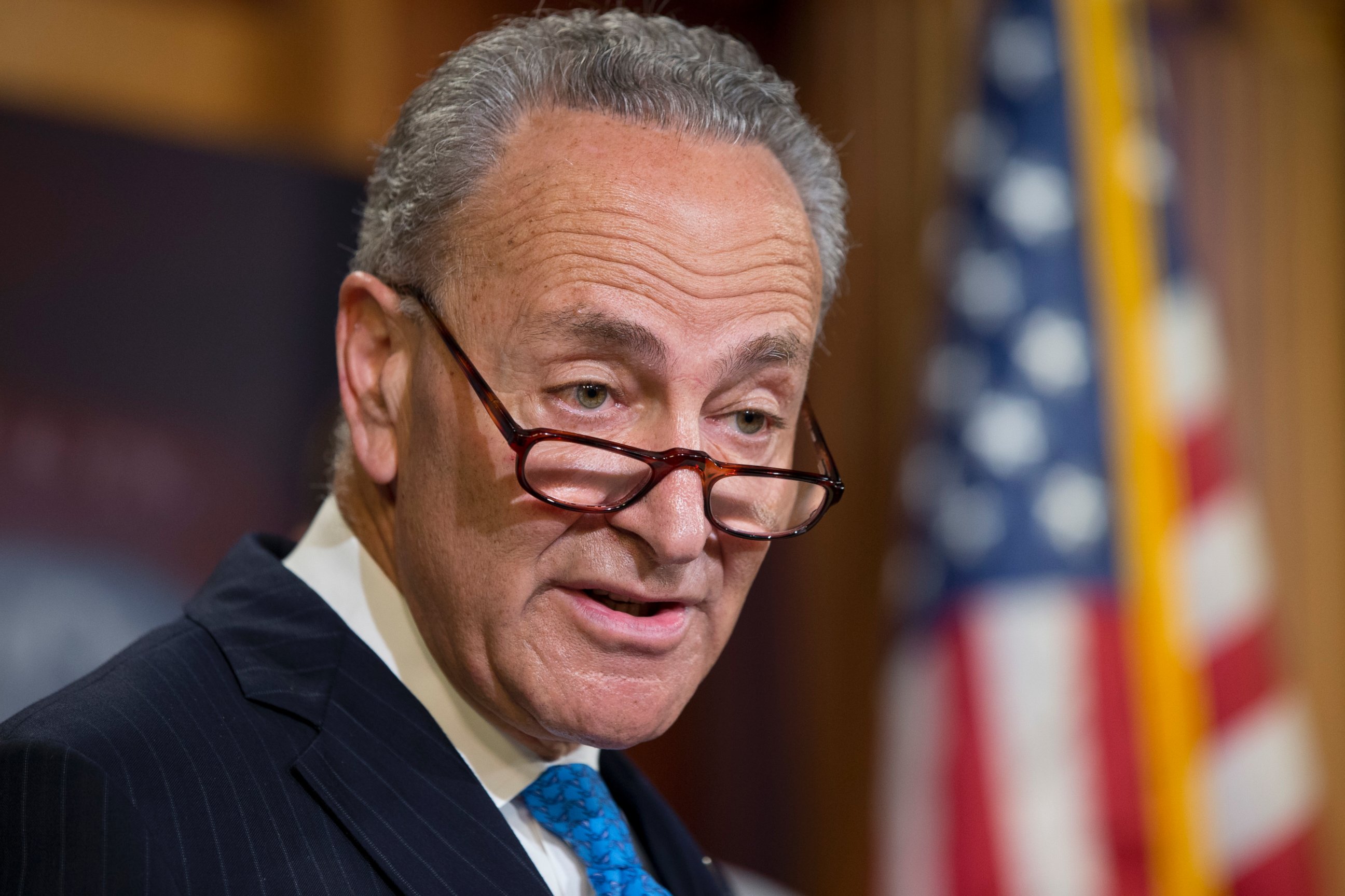 PHOTO: In this June 23, 2016 file photo, Sen. Charles Schumer speaks during a news conference on Capitol Hill in Washington.