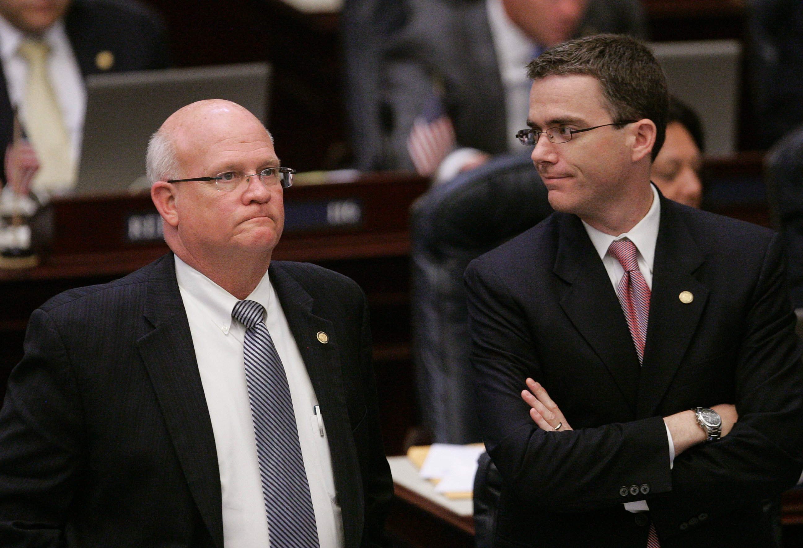 PHOTO: Rep. Dennis Baxley checks the vote on a bill during session on May 4, 2011 in Tallahassee, Fla.