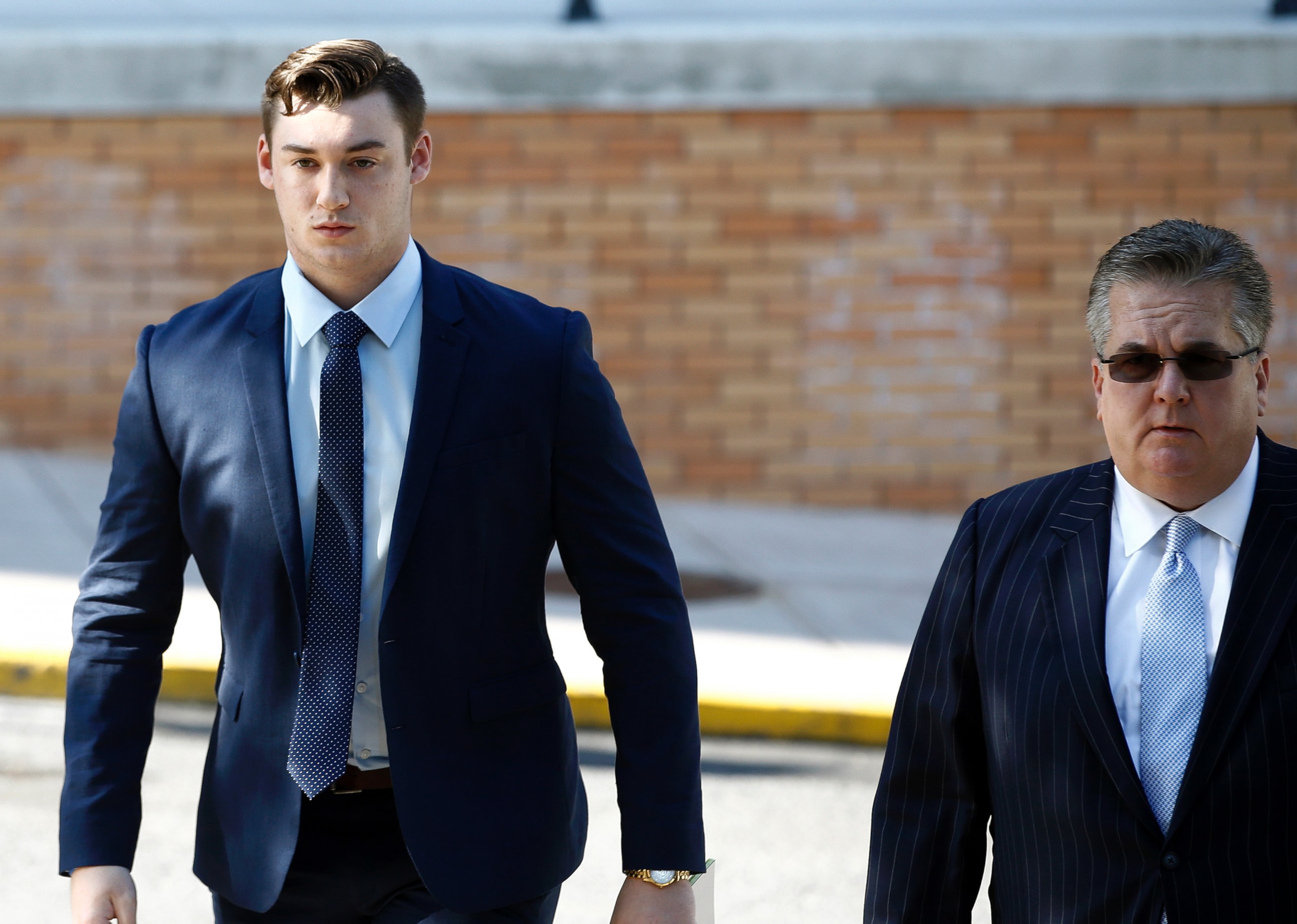 PHOTO: Joseph Ems arrives for his preliminary hearing on charges related to the hazing death of Timothy Piazza at Penn State's Beta Theta Pi fraternity at the Centre County Courthouse in Bellefonte, Pa., June 12, 2017.
