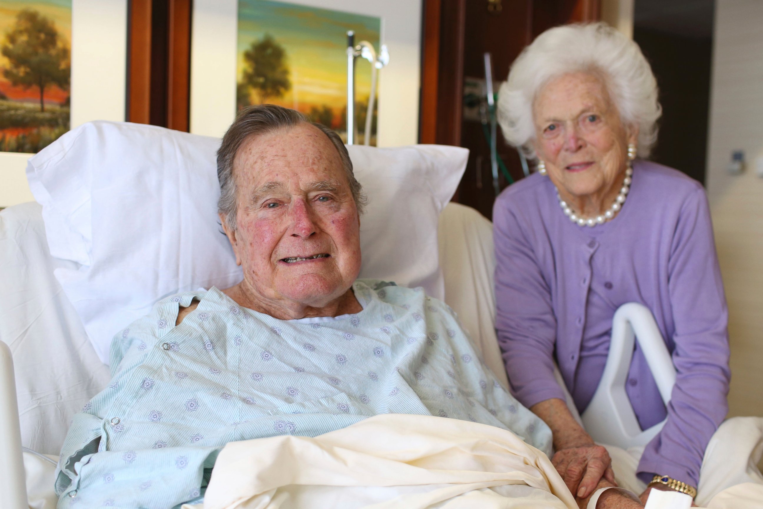 PHOTO: Former President George H.W. Bush and his wife Barbara pose for a photo at Houston Methodist Hospital in Houston, Jan. 23, 2017. 