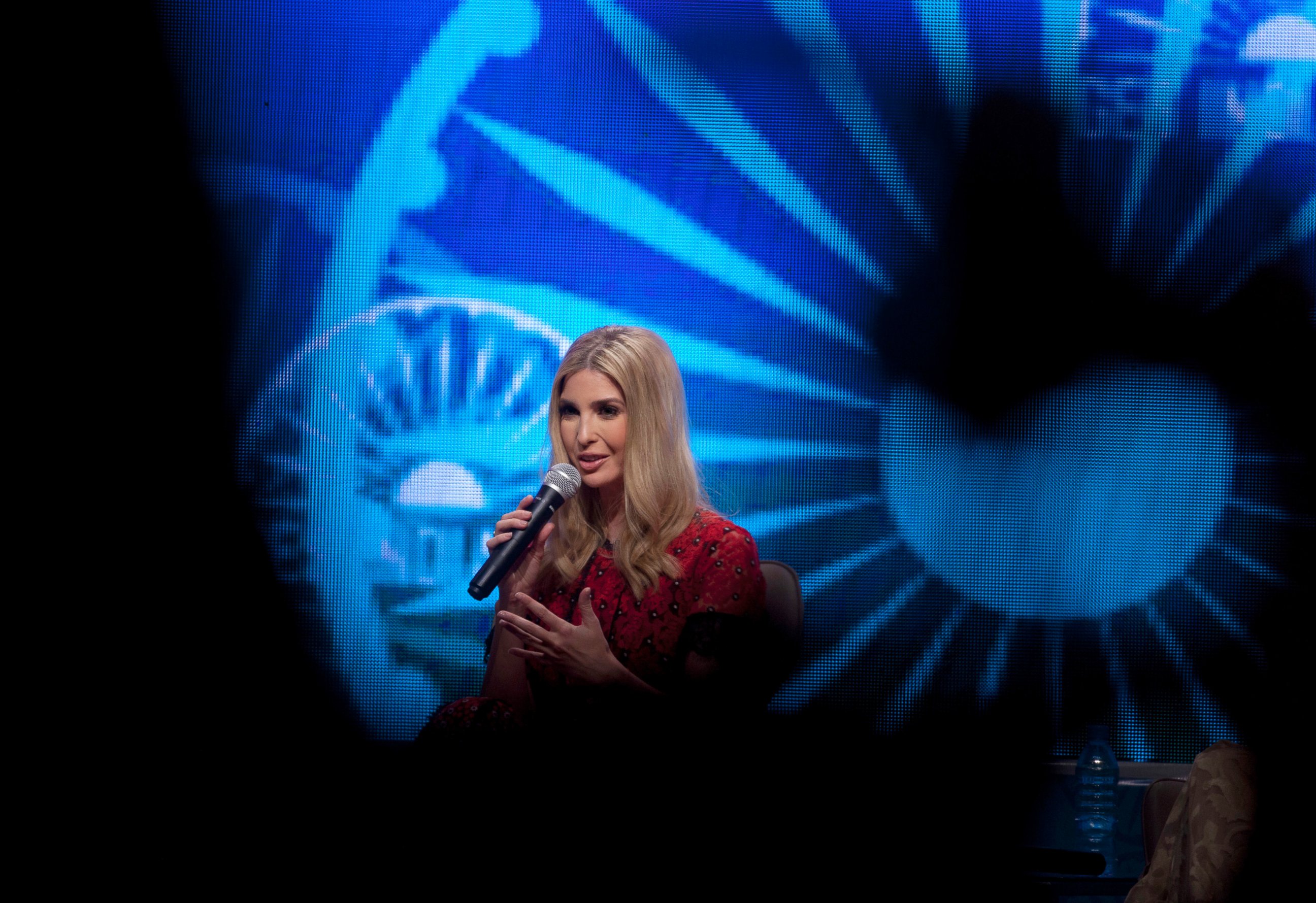 U.S. presidential adviser Ivanka Trump speaks during a panel discussion at the Global Entrepreneurship Summit in Hyderabad, India, Wednesday, Nov. 29, 2017.