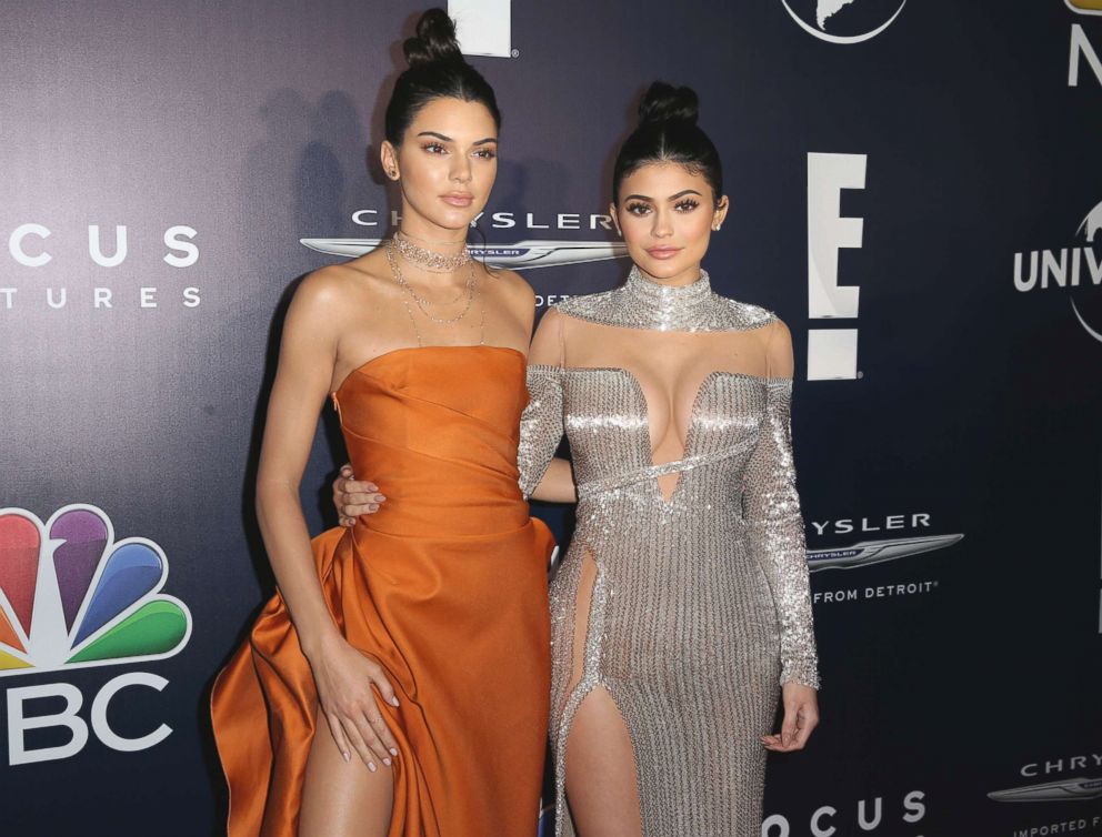 PHOTO: Kendall and Kylie Jenner arrive at the NBCUniversal Golden Globes after party at the Beverly Hilton Hotel in Beverly Hills, Calif., Jan. 8, 2017. 
