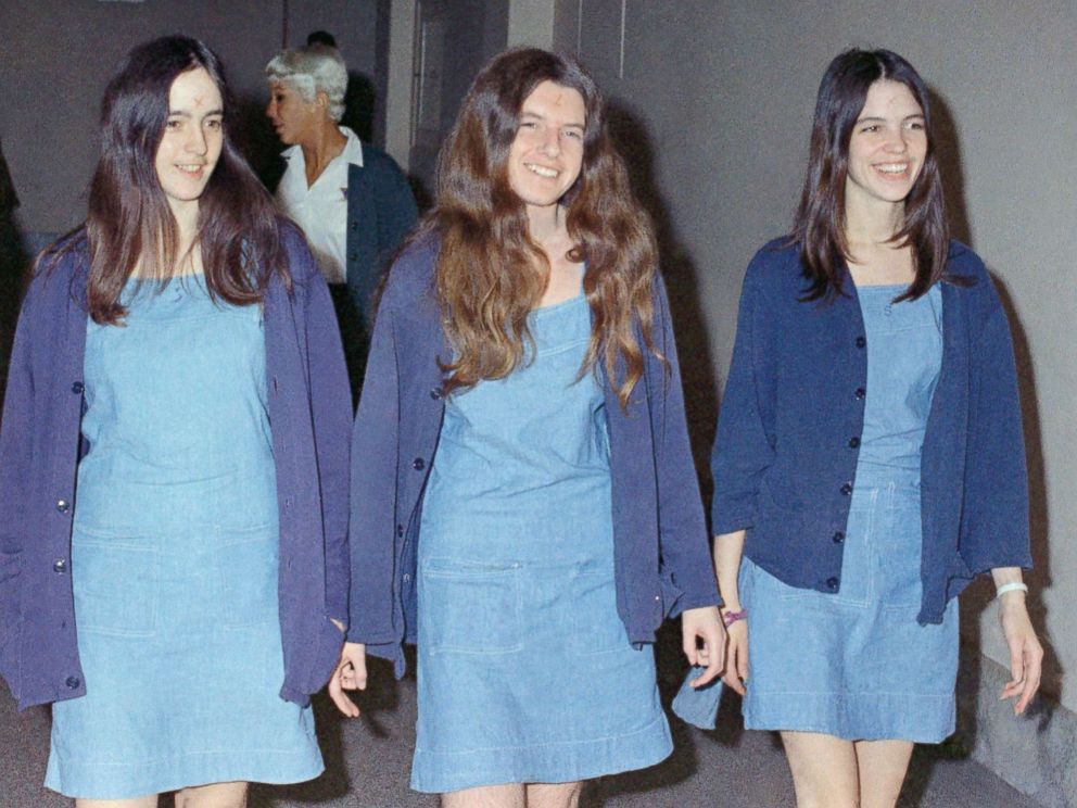 PHOTO: Charles Manson followers, from left: Susan Atkins, Patricia Krenwinkel and Leslie Van Houten, walk to court to appear for their roles in the 1969 cult killings of seven people, Aug. 20, 1970, in Los Angeles, Calif.