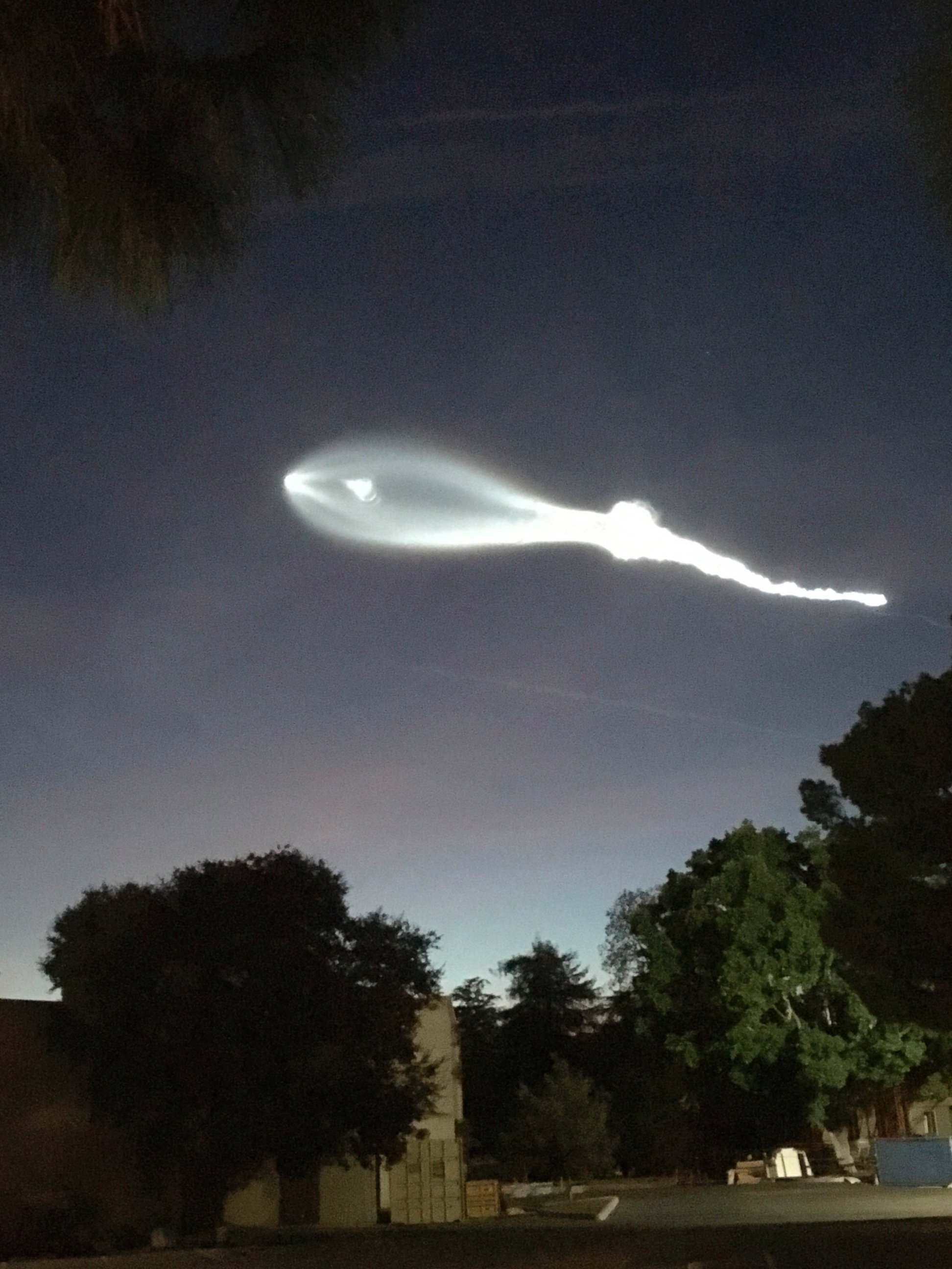 The contrail from a SpaceX Falcon 9 rocket is seen from Burbank, Calif., more than 100 miles southeast from its launch site in Vandenberg Air Force Base, Calif., on Friday, Dec. 22, 2017.