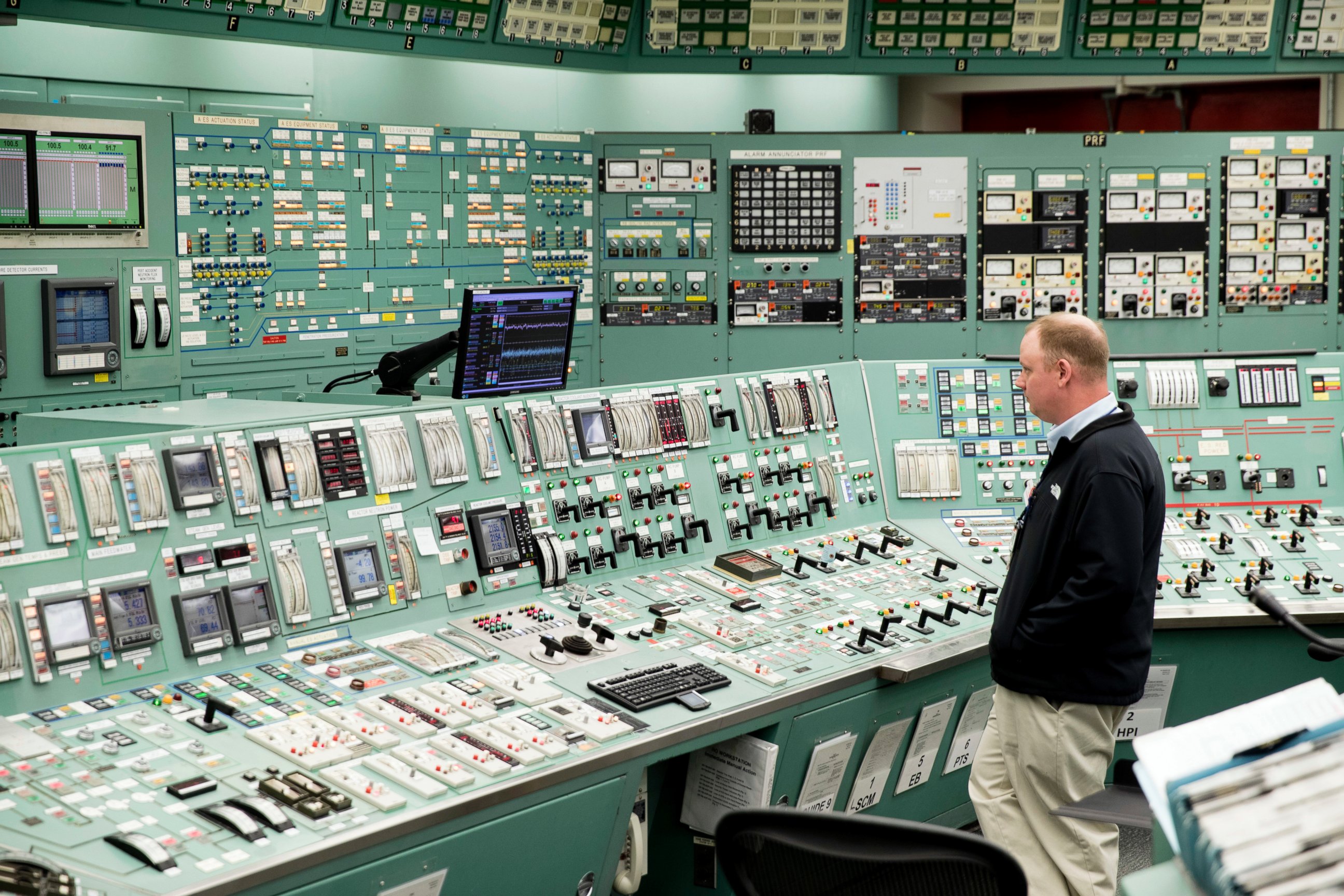 PHOTO: This May 22, 2017 file photo shows the control room at the Three Mile Island nuclear power plant in Middletown, Pa.