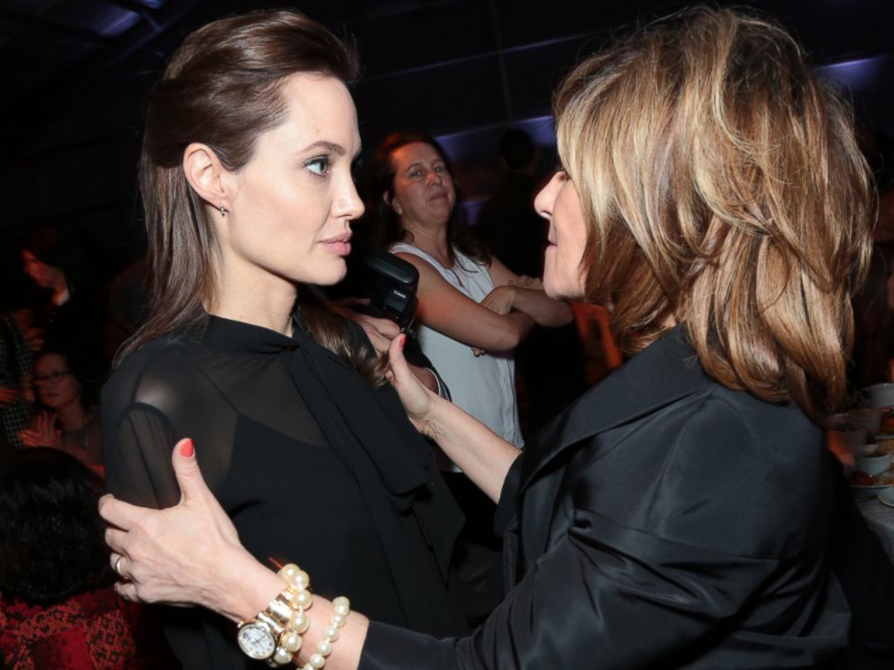 PHOTO: Angelina Jolie chats with Amy Pascal at The Hollywood Reporter Women in Entertainment Power 100 Breakfast in Los Angeles, Calif. on Dec. 10, 2014.