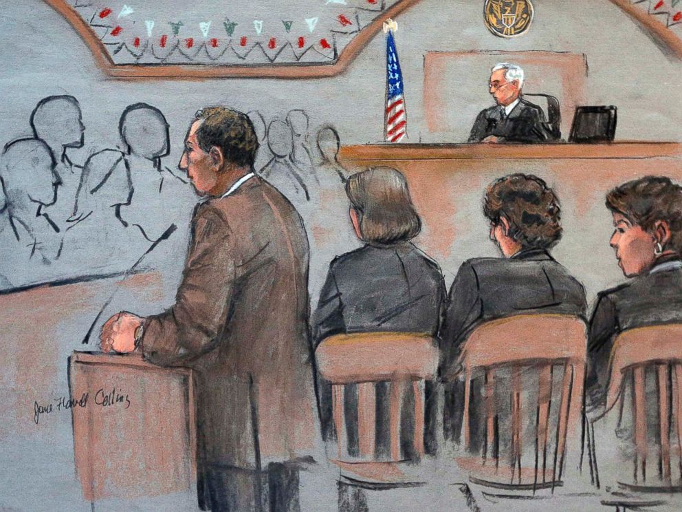 PHOTO: It this courtroom sketch, U.S. Attorney William Weinreb delivers opening statements on the first day of the federal death penalty trial of Boston Marathon bombing suspect Dzhokhar Tsarnaev on March 4, 2015, in Boston.