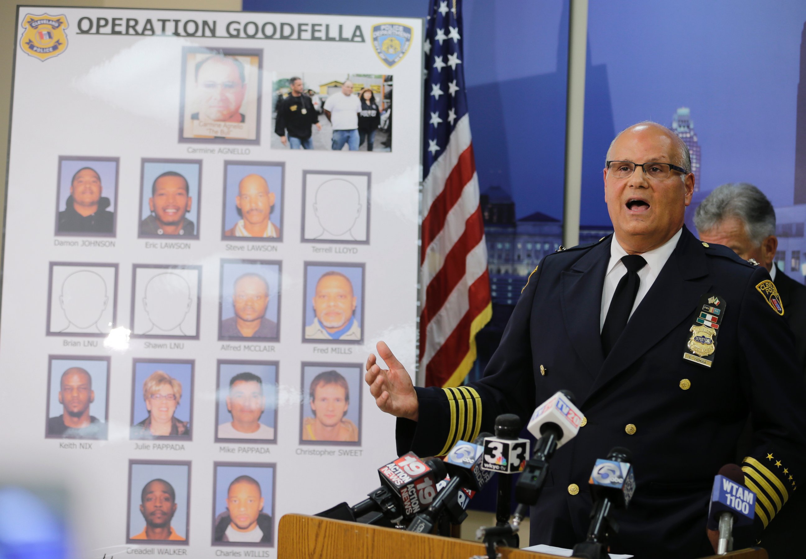 PHOTO: Cleveland Police Deputy Chief Ed Tomba answers questions about the arrest of Carmine Agnello at a news conference, July 15, 2015, in Cleveland.
