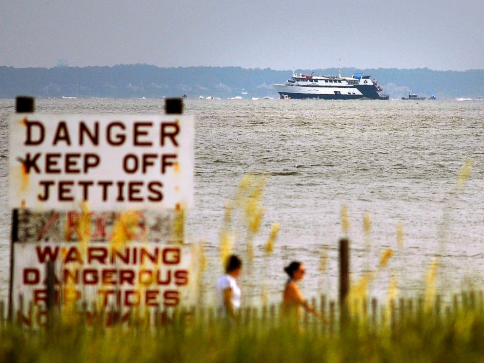 PHOTO: The casino boat Escapade, with 123 people aboard, is grounded 1.8 miles off the north end of Tybee Island, Ga., July 16, 2014.