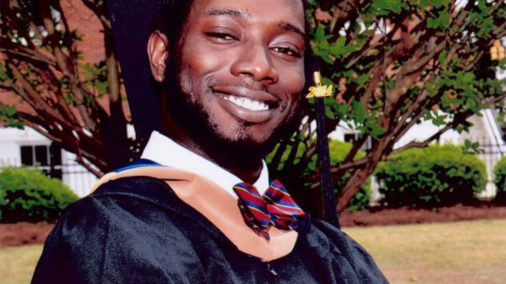 In this undated photo made available by Anita Brewer Dantzler shows Tywanza Sanders on the day of his graduation from Allen University in Columbia, South Carolina. Sanders was killed by a gunman while attending a Bible study at The Emanuel African Methodist Episcopal Church in Charleston, South Carolina, June  17, 2015.