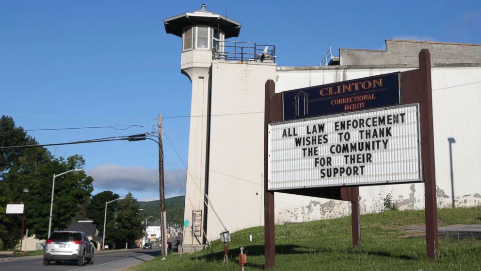 A sign at Clinton Correctional Facility thanks the community as the search for two escaped prisoners from the facility continues, June 24, 2015, in Dannemora, N.Y.