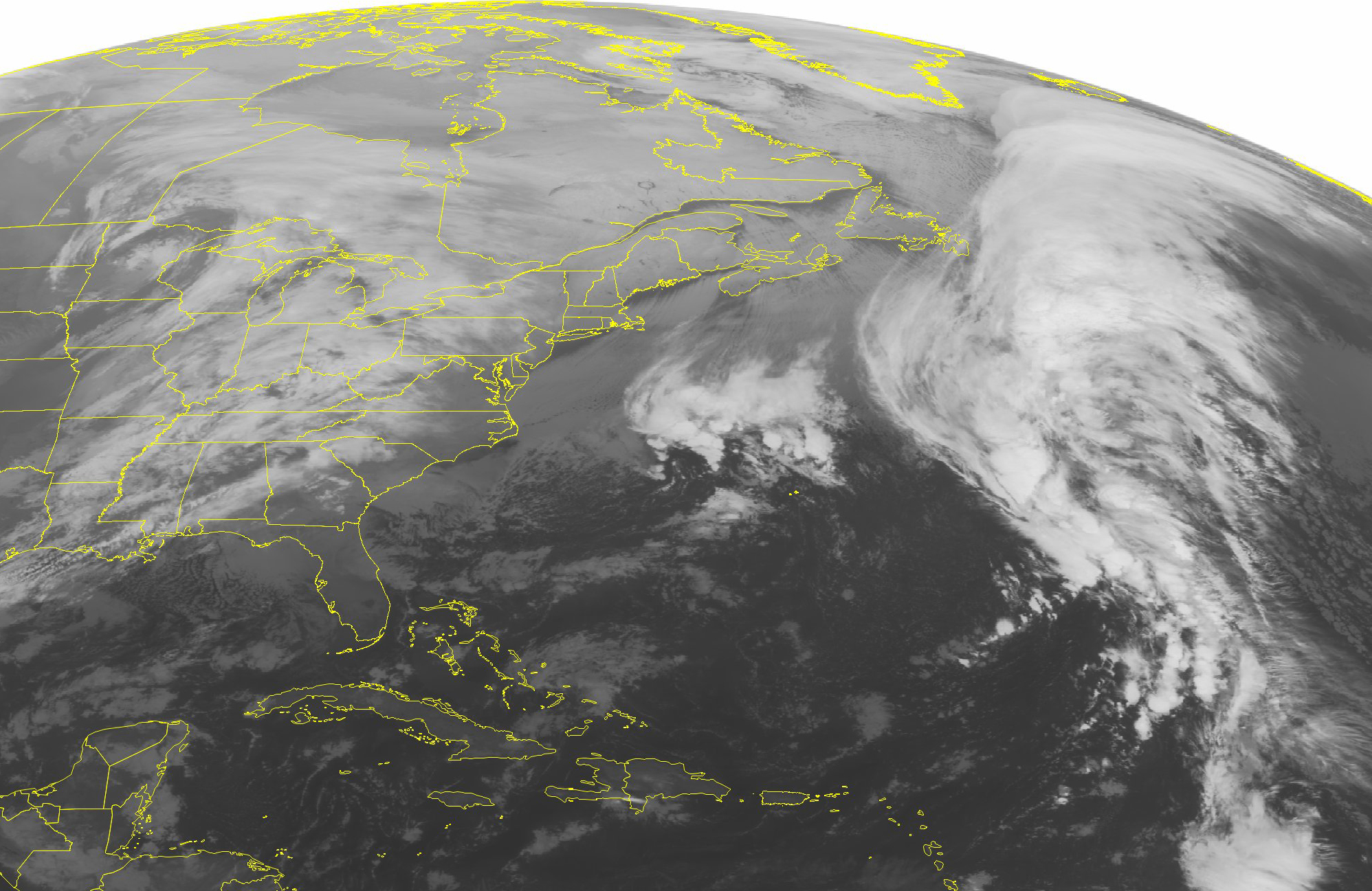PHOTO: This NOAA satellite image taken, Dec. 8, 2014 at 12:45 AM EST shows an area of low pressure over the upper Mississippi Valley moving into the western Great Lakes. 
