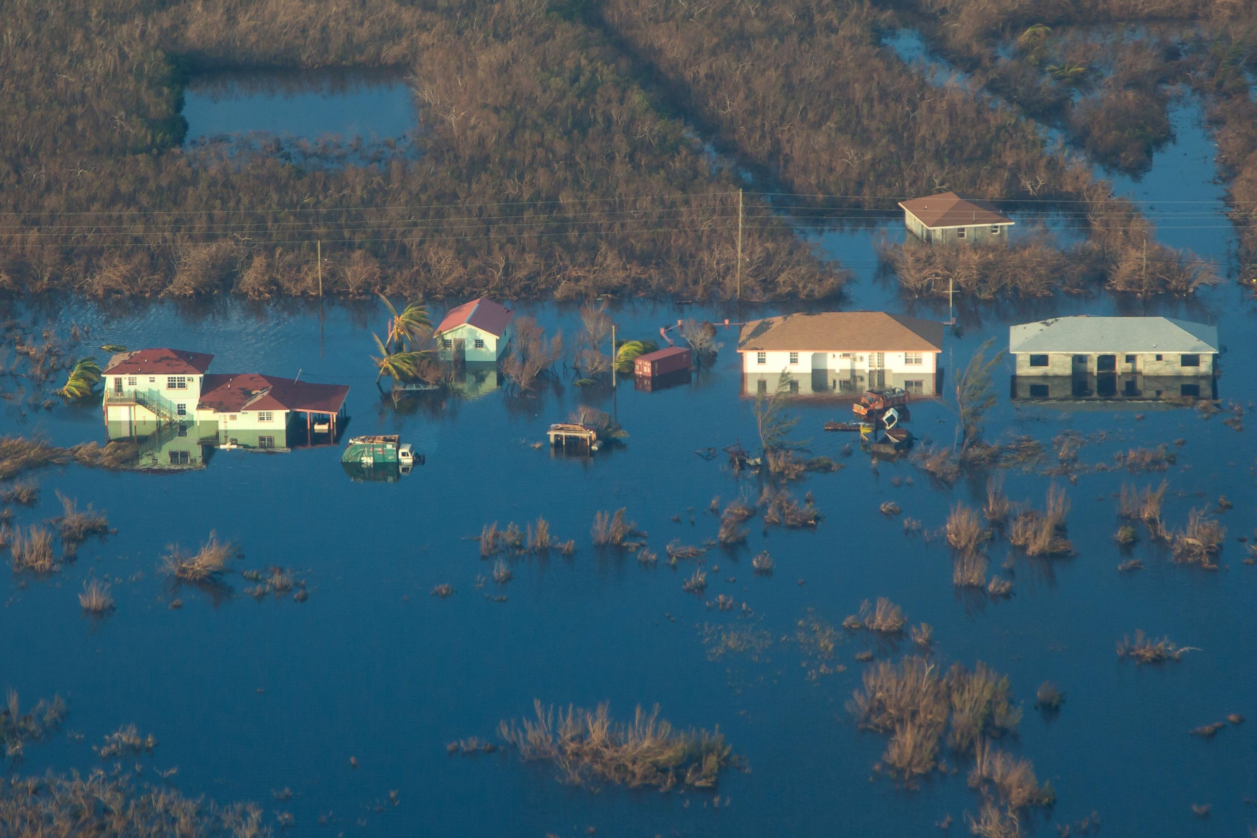 PHOTO: In this aerial photo, homes are seen under the floodwaters caused by Hurricane Joaquin in the Southern area of Long Island, Bahamas, Monday, Oct. 5, 2015.  