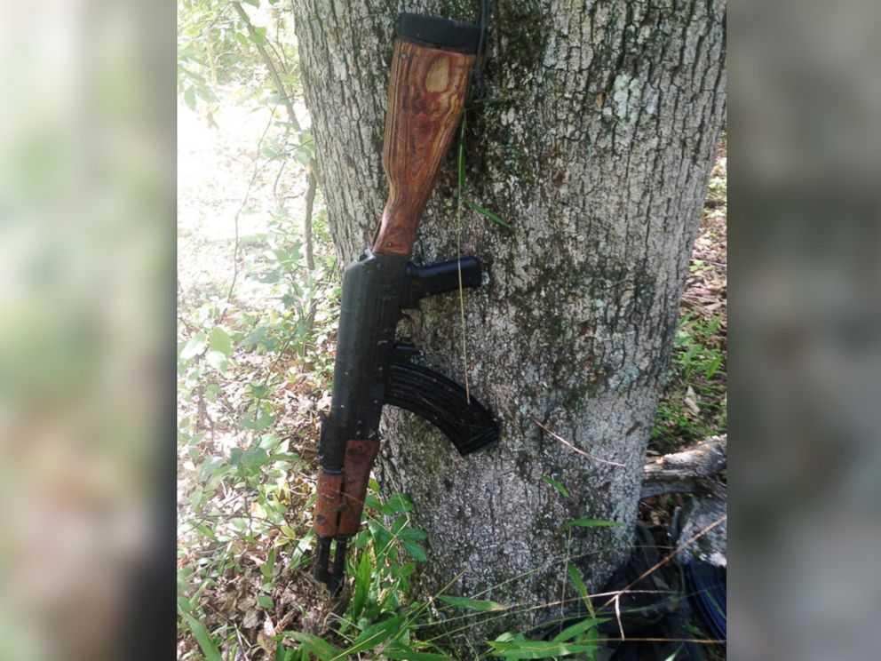 PHOTO: A police photo shows what they say is an AK-47-style assault rifle that they have recovered from the woods in the manhunt for Eric Frein, who allegedly opened fire in a deadly ambush at a Pennsylvania state police barracks on Sept. 12, 2014.