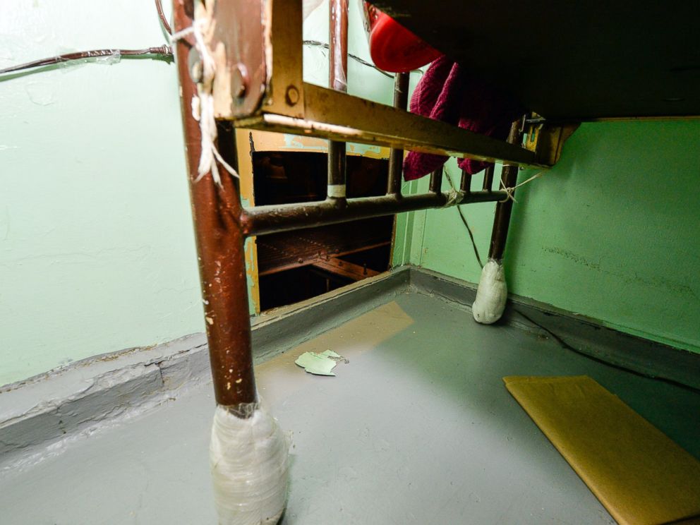 PHOTO: The area where two convicted murderers used power tools to cut through steel pipes at a maximum-security prison in Dannemora, NY, and escaped through a manhole, New York Gov. Andrew Cuomo said Saturday, June 6, 2015.