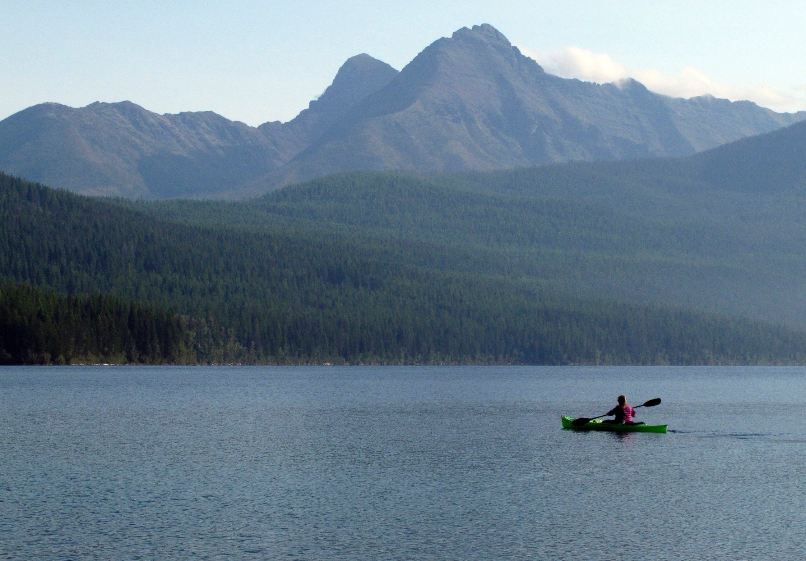 PHOTO: In this Sept. 6, 2013, file photo, a woman kayaks on Kintla Lake in Glacier National Park, Montana.