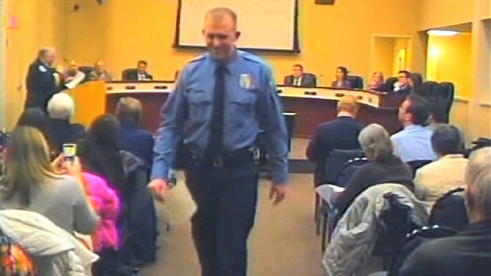 PHOTO: In this  Feb. 11, 2014 file image from video provided by the City of Ferguson, Mo., officer Darren Wilson attends a city council meeting in Ferguson.