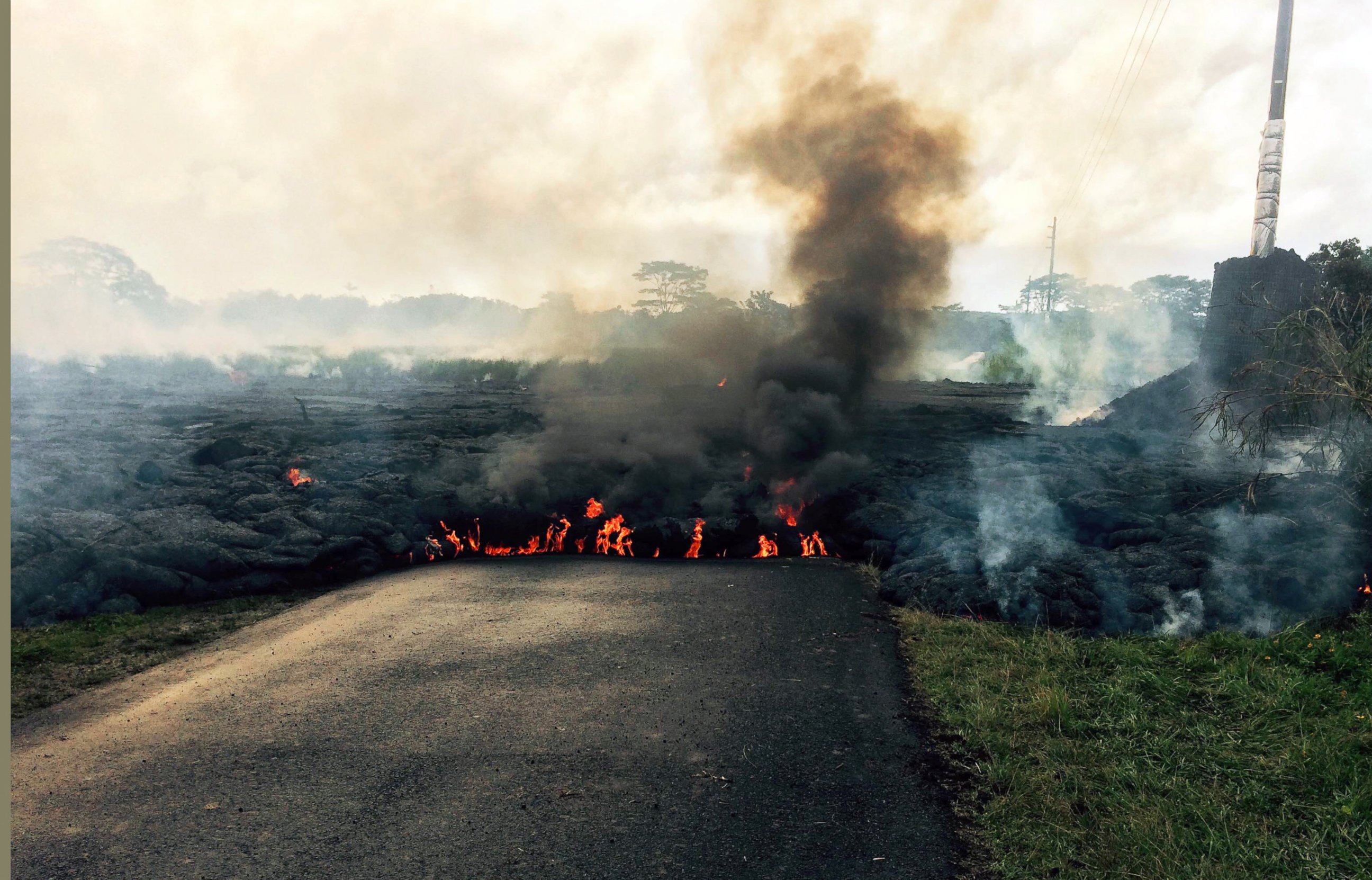 PHOTO: The lava flow from Kilauea Volcano that began June 27 is seen as it crosses Apaa Street near the town of Pahoa on the Big Island of Hawaii in this, Oct. 24, 2014, photo from the U.S. Geological Survey.